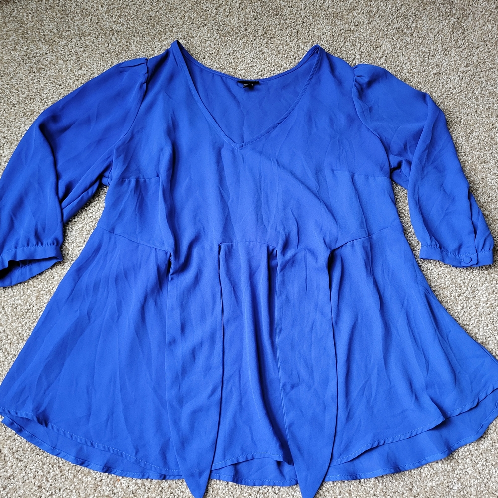 Torrid Royal Blue Wrap Tunic with 3/4 Sleeve Top